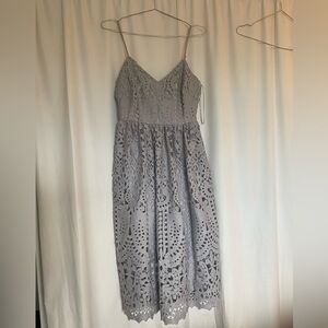ASOS Gray Midi Lace Dress